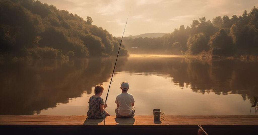 Illustration of a family fishing trip