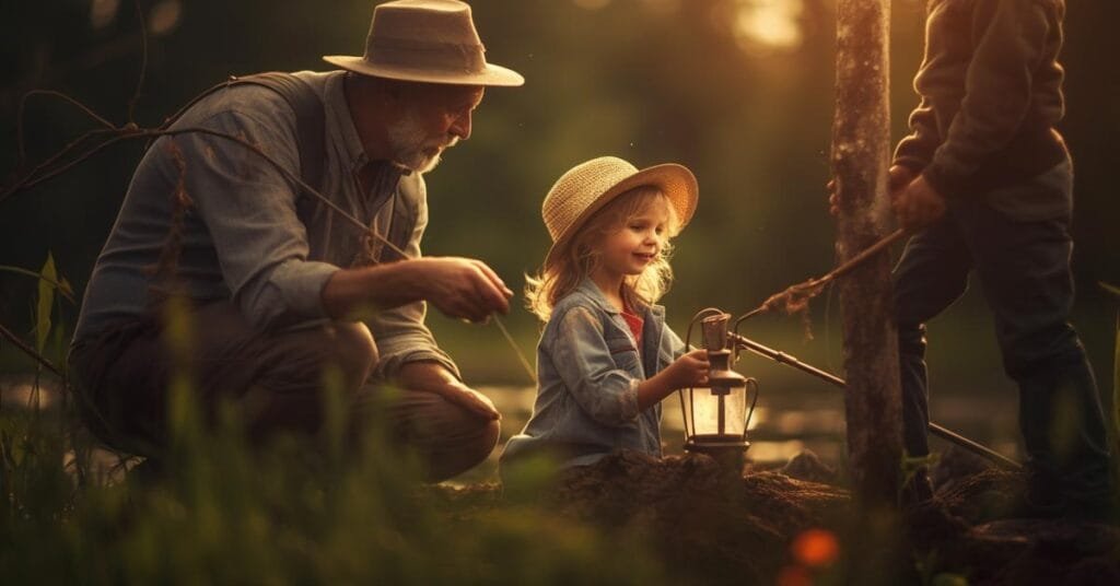 Illustration of a family fishing trip