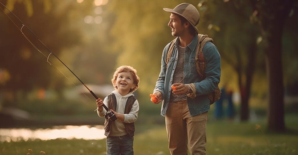 Illustration of a family fishing trip